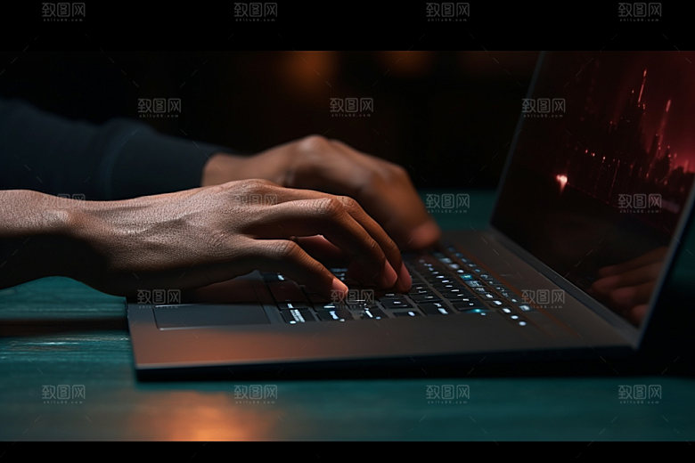 操控键盘办公工作摄影图