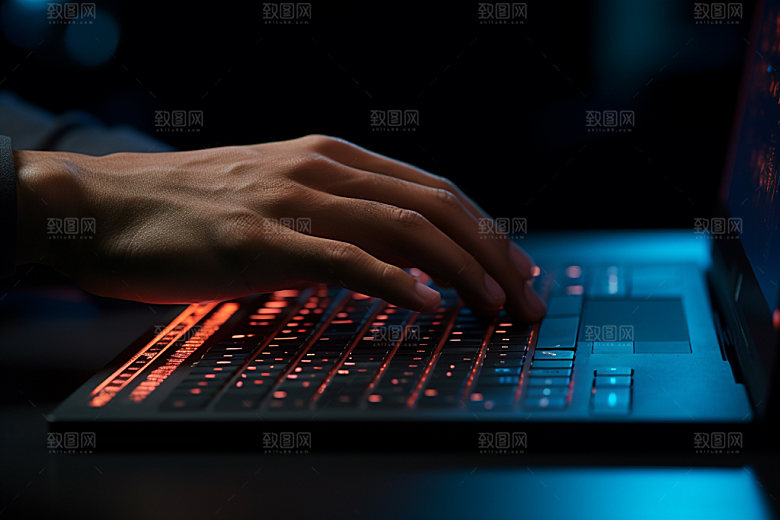操控键盘笔记本场景摄影图