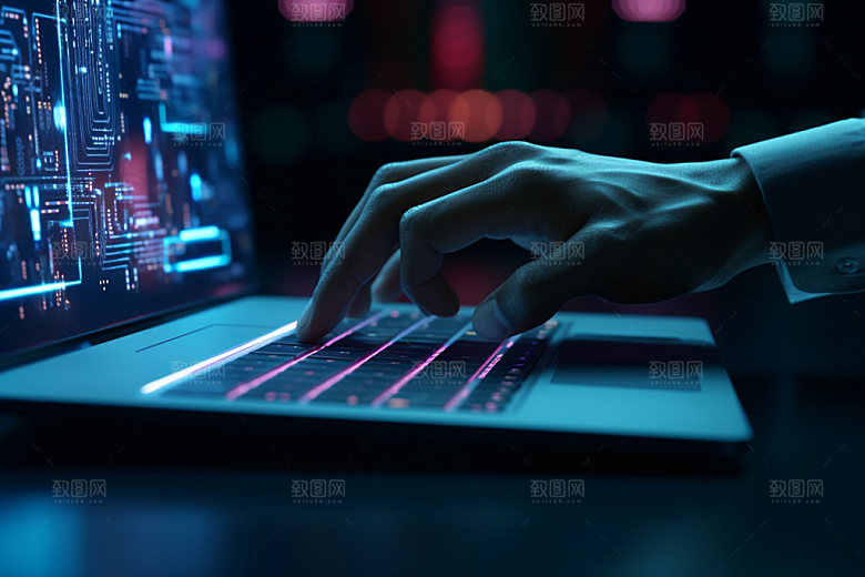 操控键盘笔记本高清摄影图