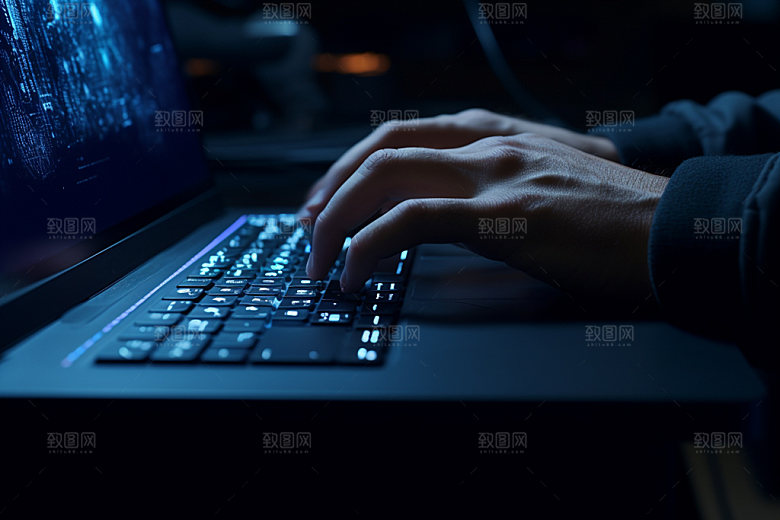 操控键盘笔记本场景摄影图
