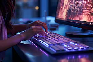 操控键盘高清笔记本摄影图