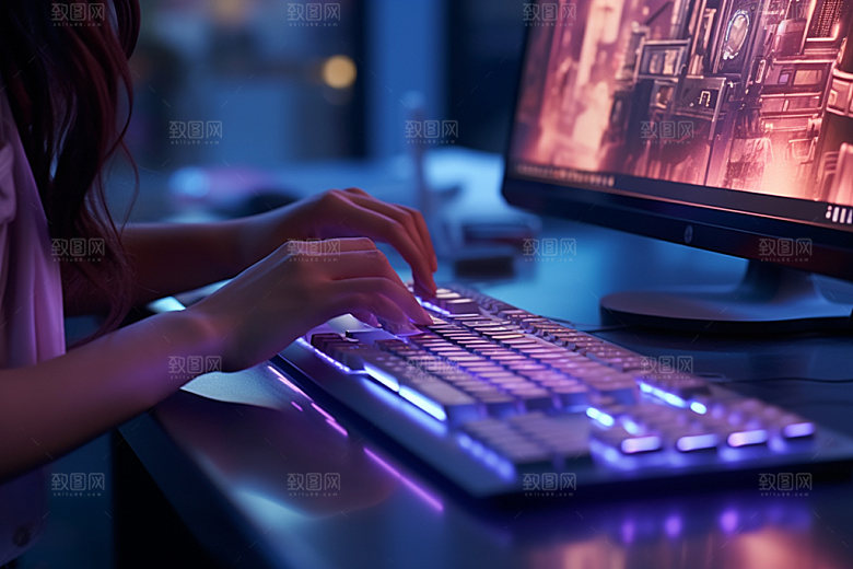 操控键盘高清笔记本摄影图