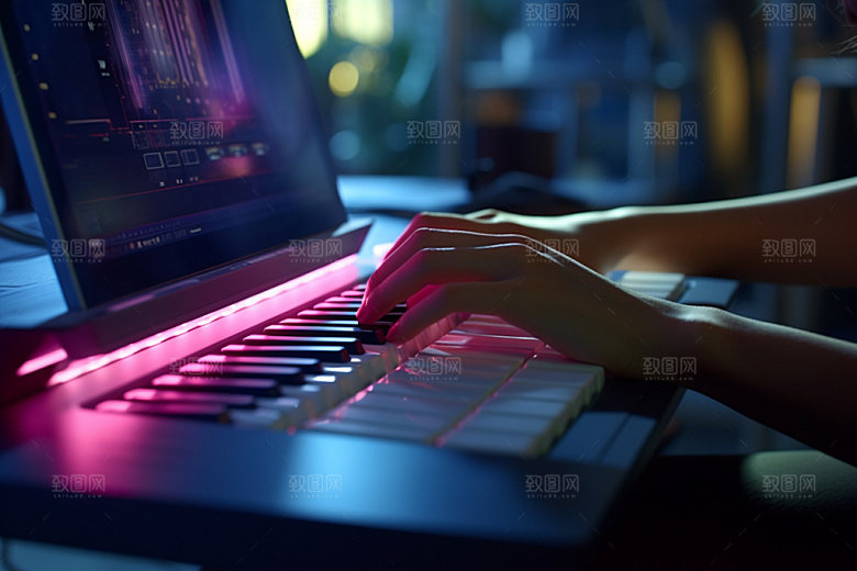 操控键盘工作笔记本摄影图