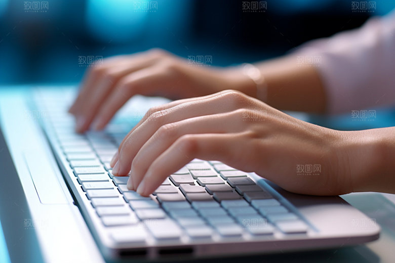 操控键盘笔记本商务摄影图
