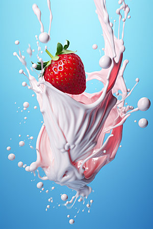 草莓果汁饮料创意摄影图