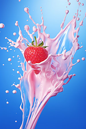 草莓果汁高清创意摄影图