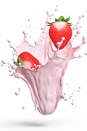 草莓果汁水果果汁飞溅摄影图