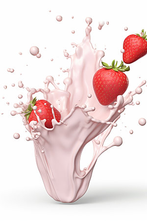 草莓果汁水果草莓牛奶摄影图