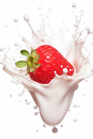 草莓果汁饮料奶昔摄影图