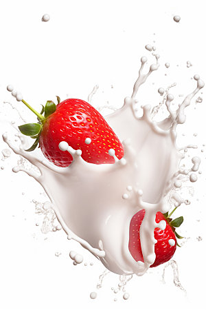 草莓果汁高清草莓牛奶摄影图