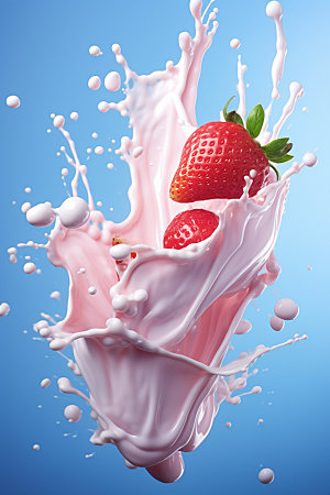 草莓果汁高清奶昔摄影图