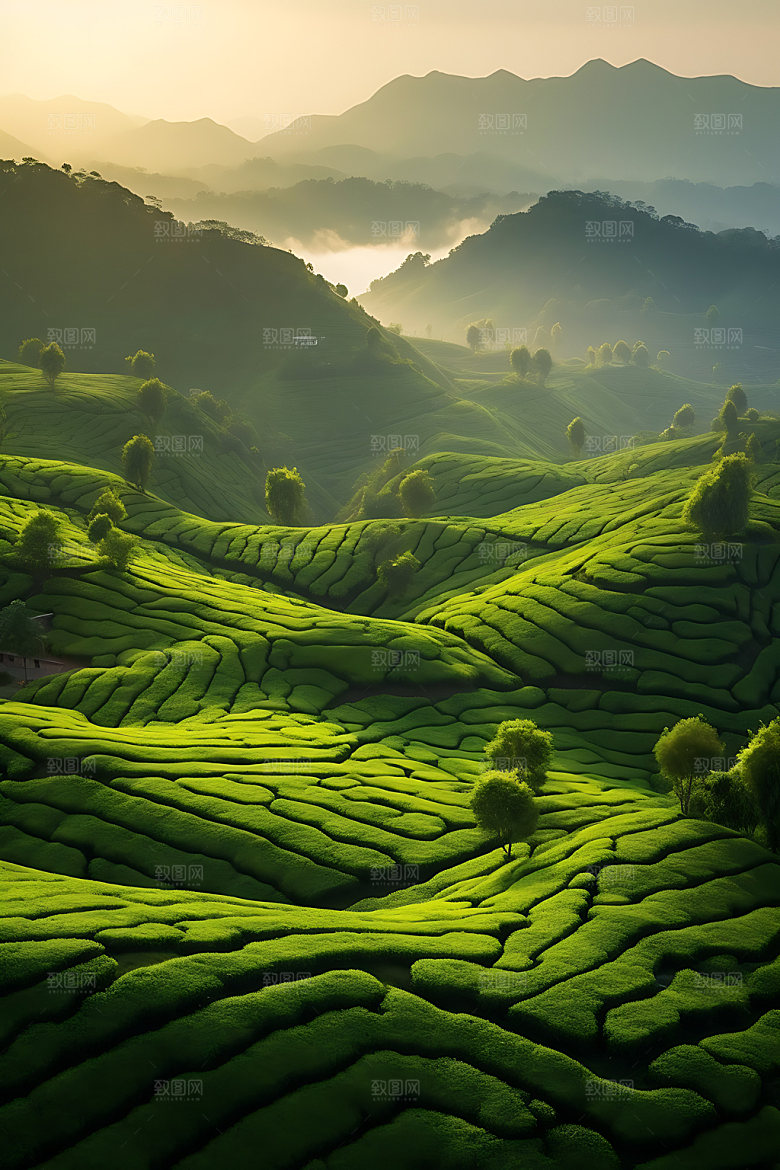 草原蓝天绿色草地摄影图