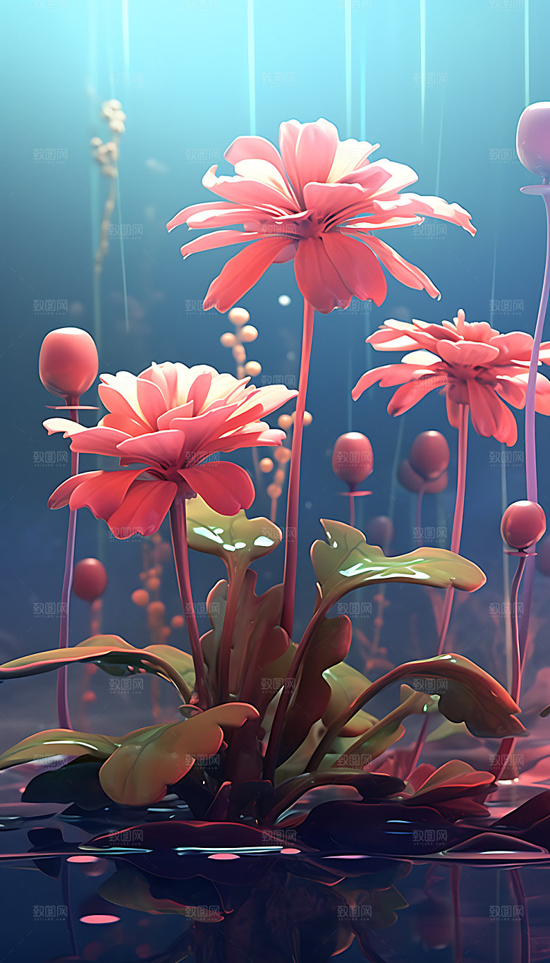 梦幻花卉幻想自然CG插画