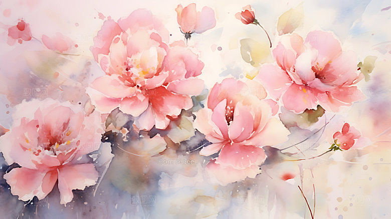 梦幻花卉自然色彩CG插画