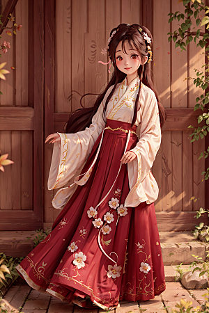 汉服少女人物唯美插画