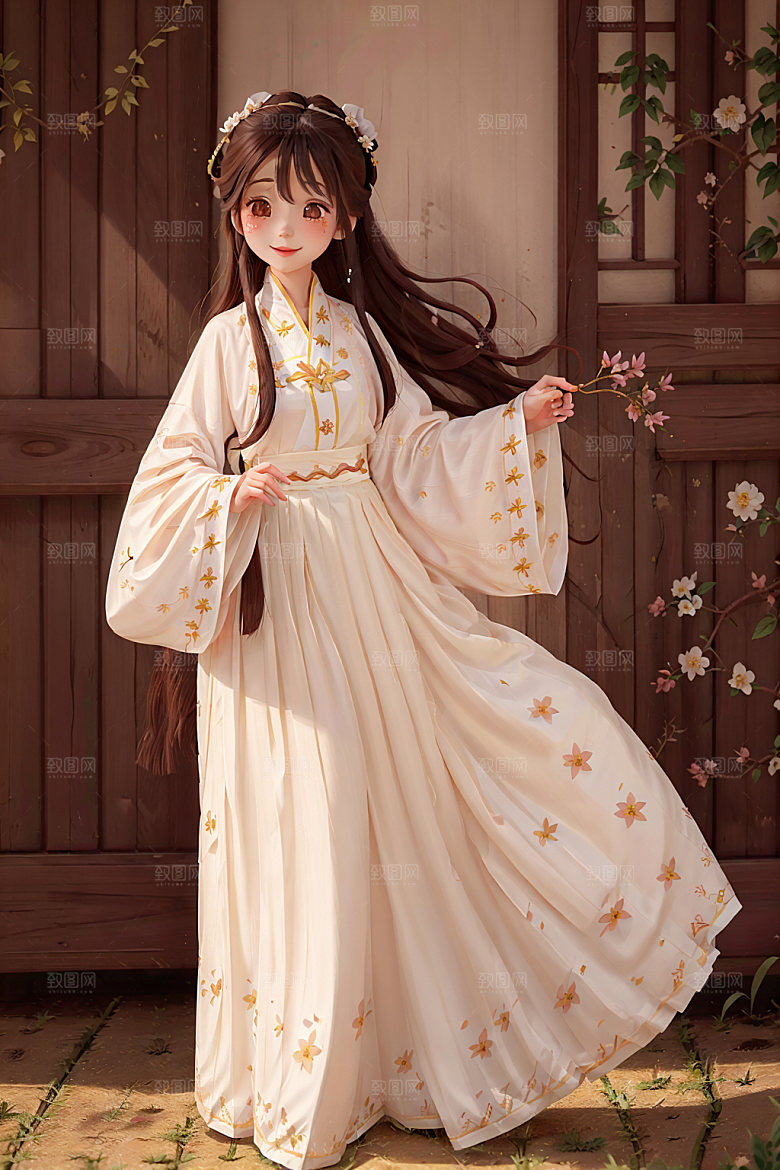 汉服少女甜美可爱插画