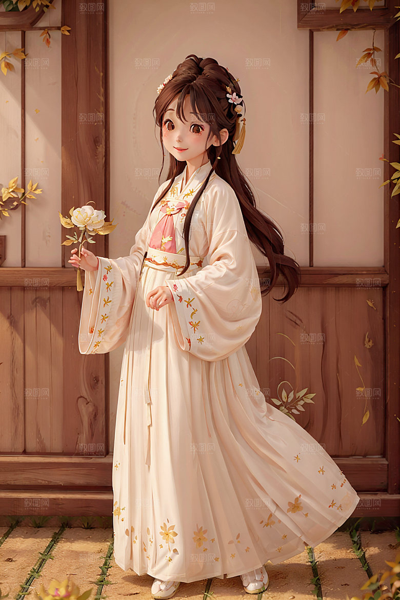 汉服少女甜美可爱插画