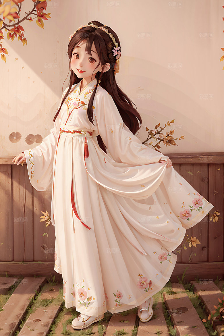 汉服少女甜美可爱插画