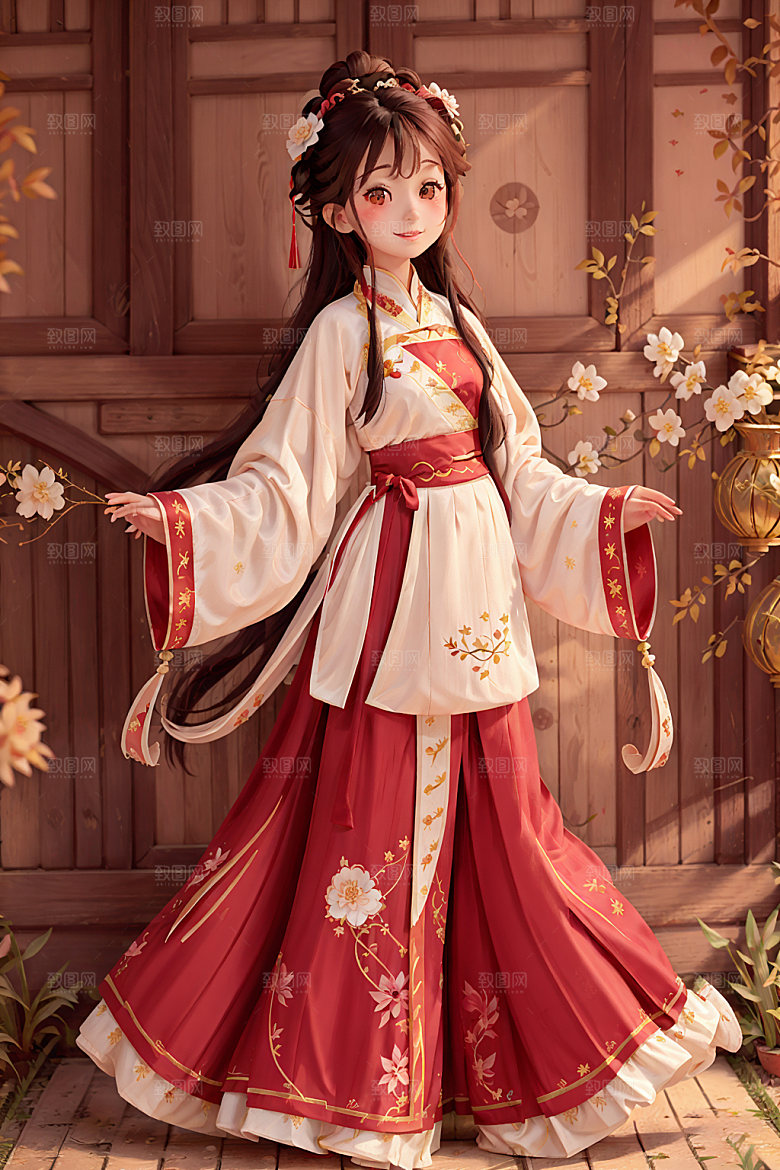 汉服少女可爱甜美插画