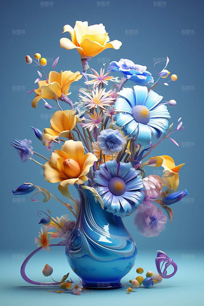 插花装饰花瓶模型