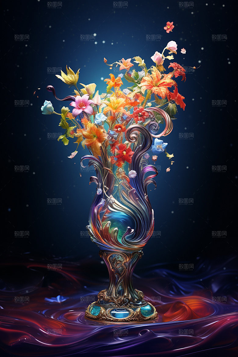 插花装饰立体模型