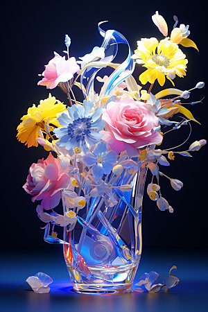 插花3D花瓶模型