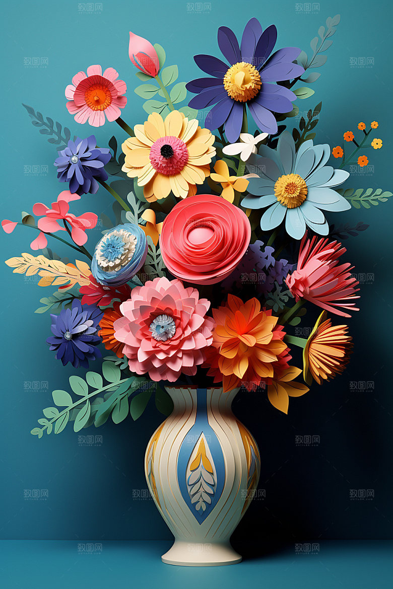 插花家居立体模型