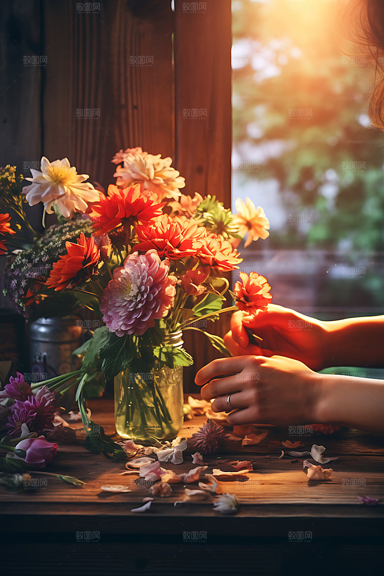插花鲜花唯美摄影图
