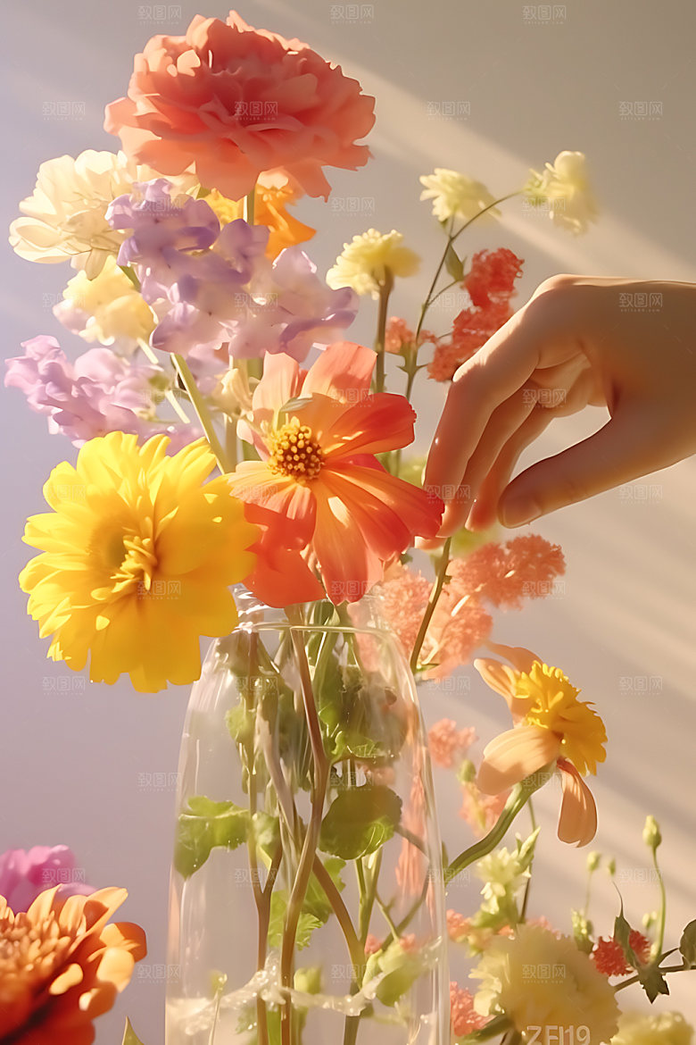 插花艺术鲜花摄影图
