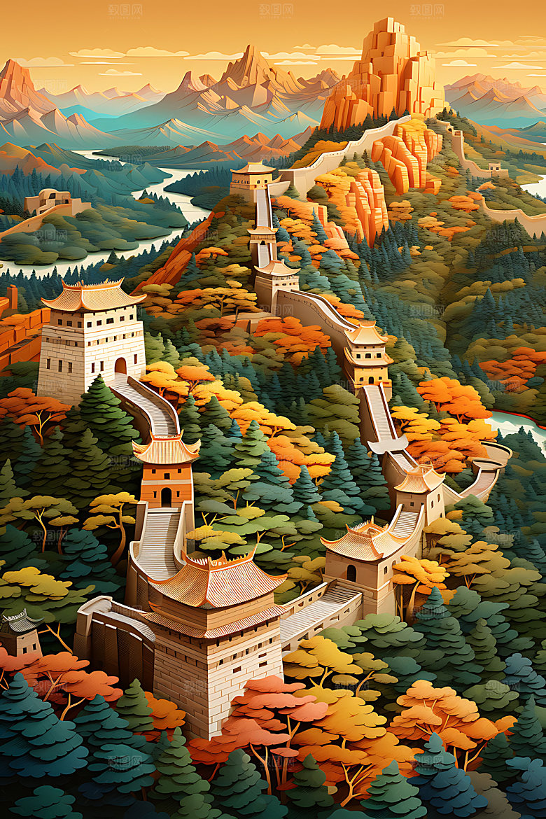 万里长城风景山川装饰画