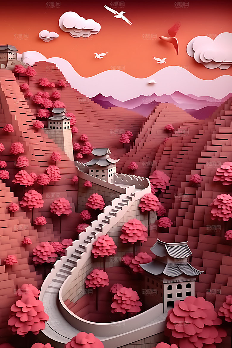 万里长城风光山河装饰画