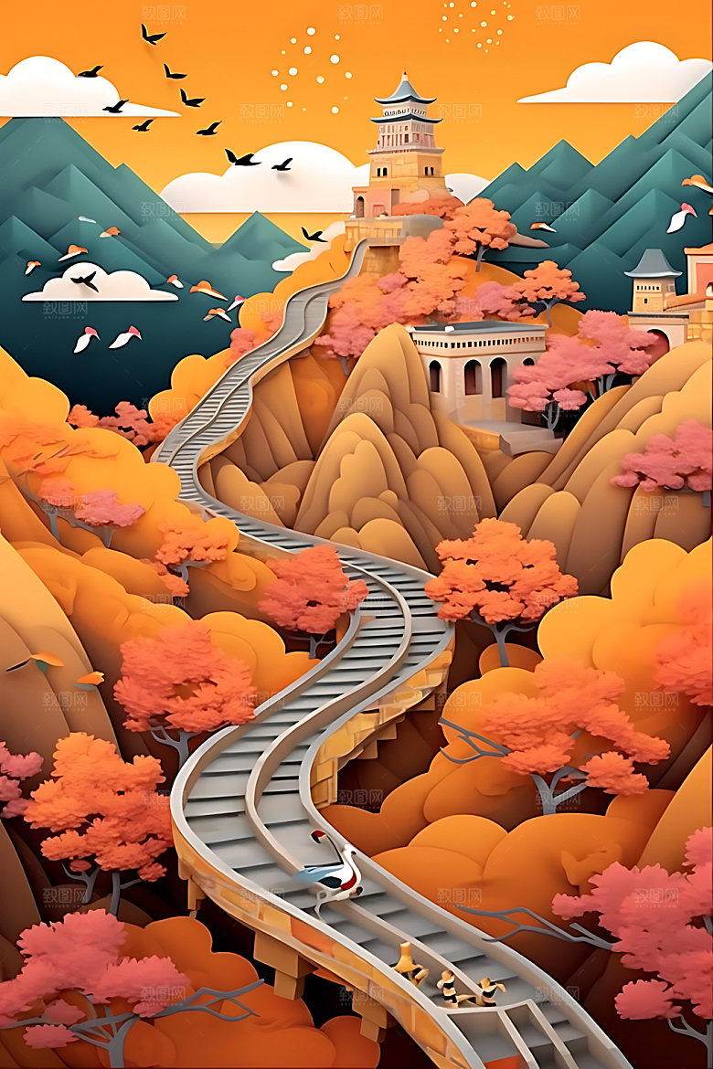 万里长城地标艺术装饰画