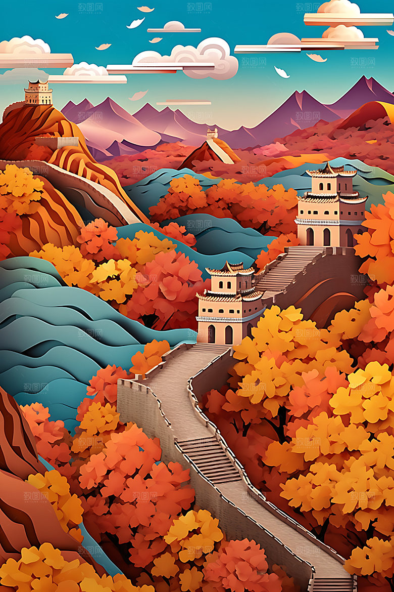 万里长城山河艺术装饰画