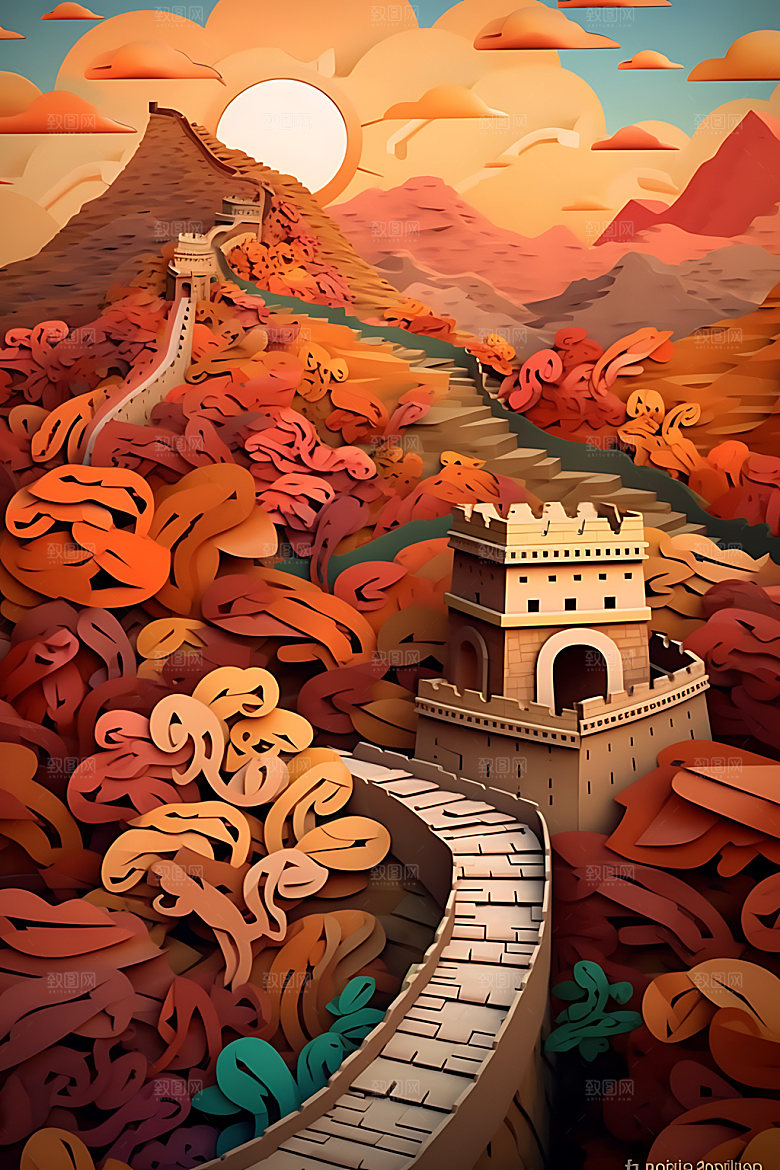 万里长城风景中国风装饰画