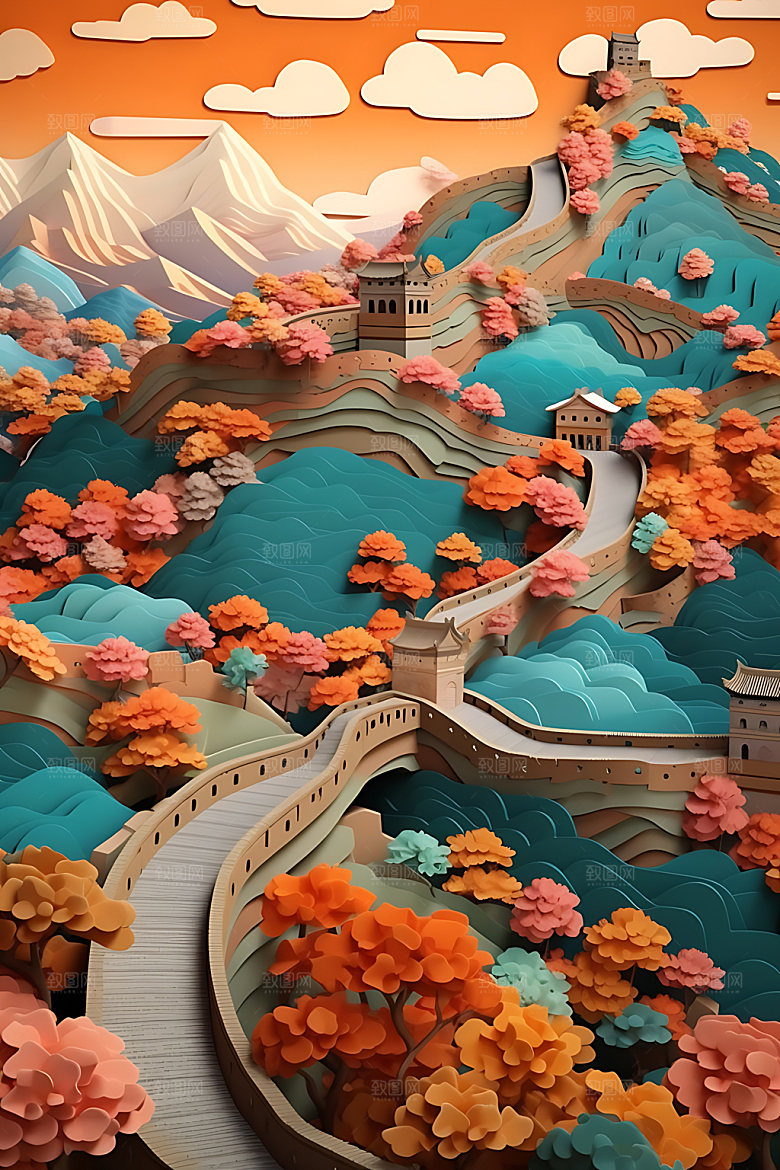 万里长城中国风风景装饰画