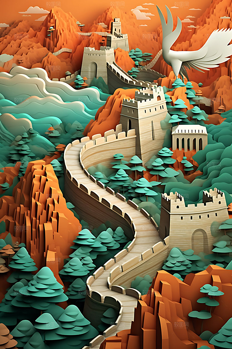 万里长城山川风光装饰画