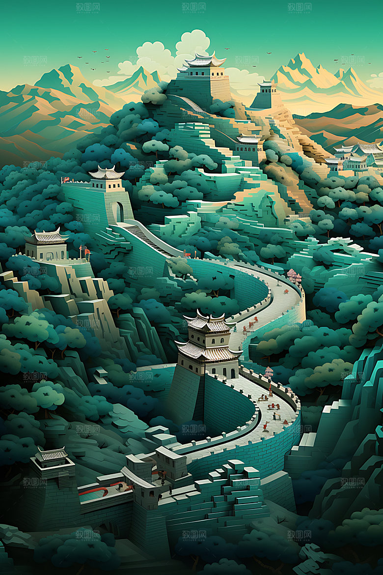 万里长城山河风景装饰画