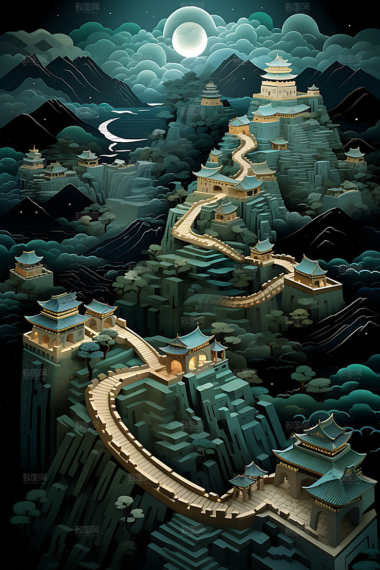 万里长城风景山河装饰画