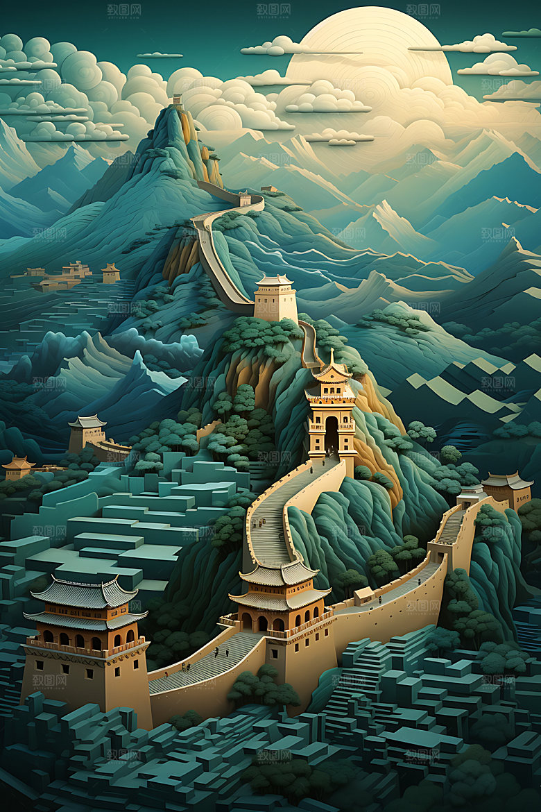 万里长城山川艺术装饰画