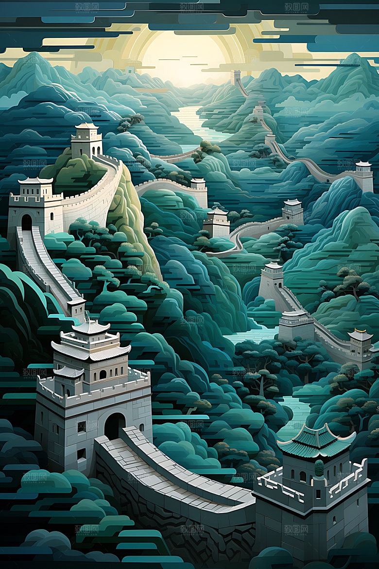 万里长城风光地标装饰画