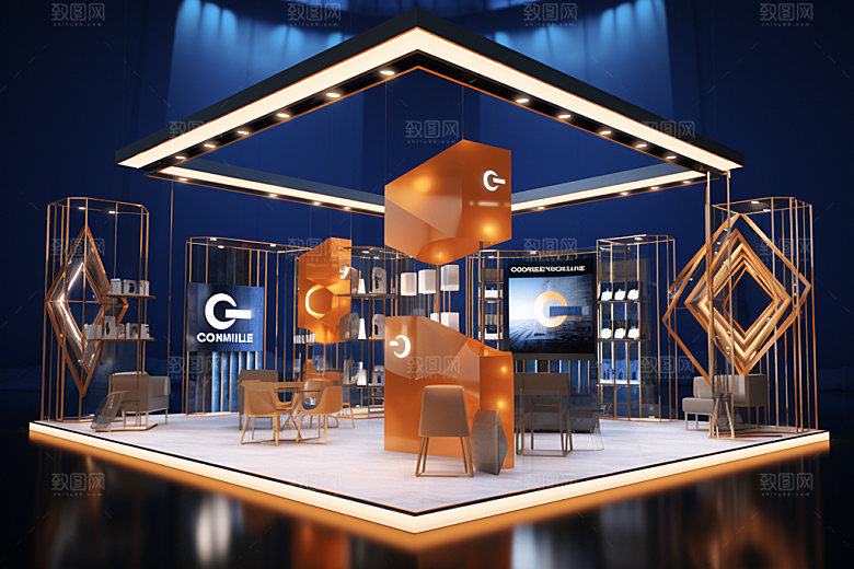 电商促销C4D产品展台模型素材