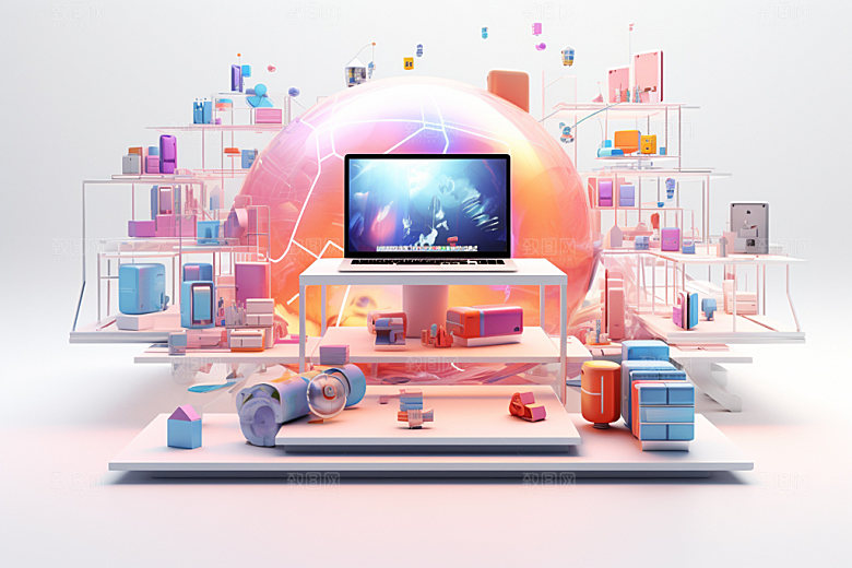 电商促销未来科技C4D模型素材
