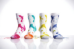炫彩袜子彩色撞色素材