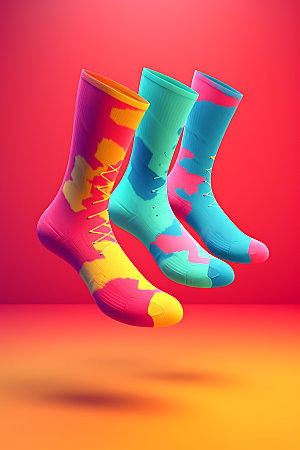 炫彩袜子艺术撞色素材