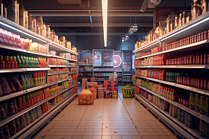 超市货架百货购物场景摄影图