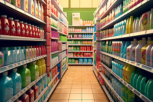 超市货架商超货柜摄影图