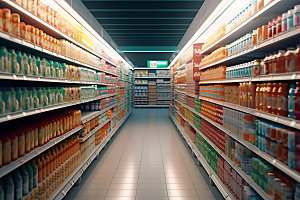 超市货架生活日常百货摄影图