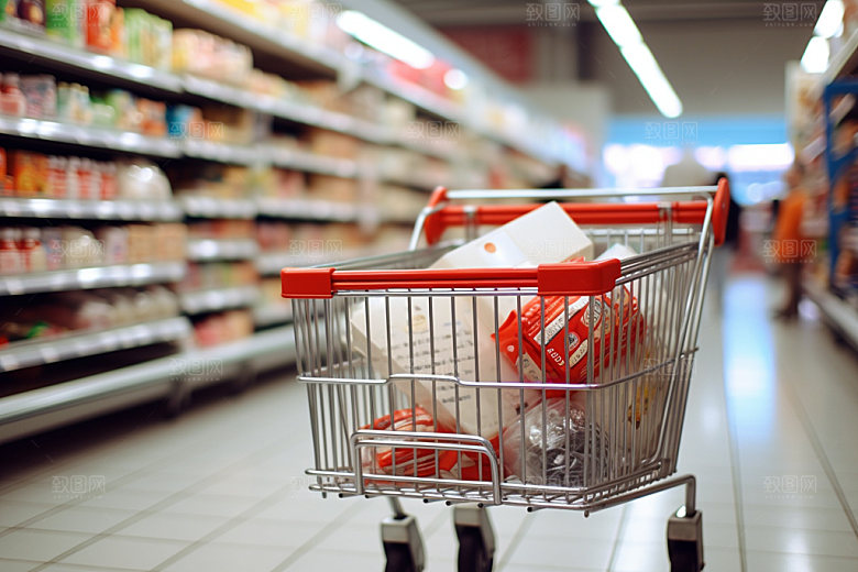 超市货架食品货架生活场景摄影图