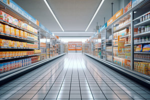 超市货架食品货架购物摄影图