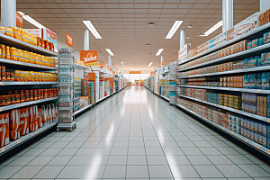 超市货架食品货架商品摄影图
